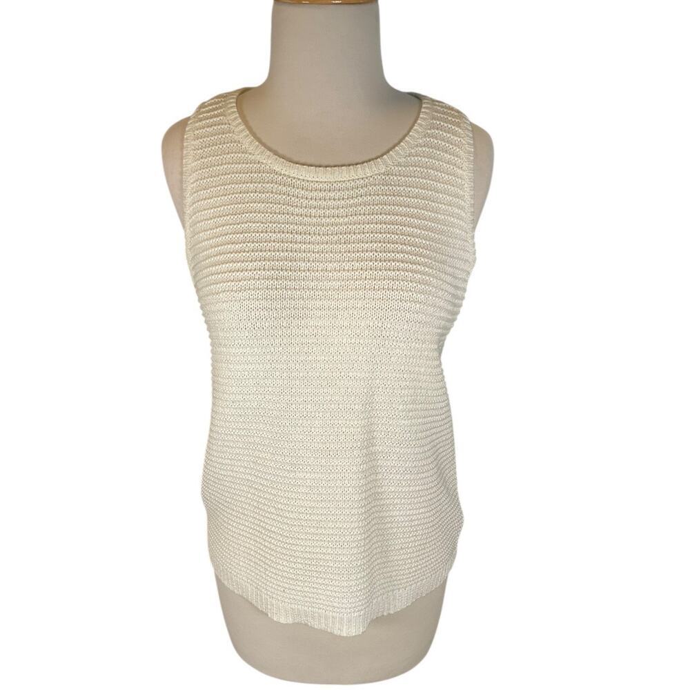 LAUREN RALPH LAUREN Petite White Tight Knit Size Large Petite 100% Cotton